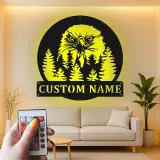 Cartel de metal LED personalizado de águila en el bosque, regalo para amantes de la naturaleza, decoración rústica de cabaña