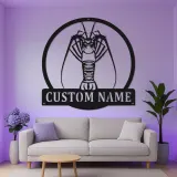 Panneau LED en métal personnalisé de écrevisse | Décor cajun personnalisé | Art de cuisine de fruits de mer extérieur