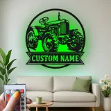 Custom Tractor Led Light Metal Wall Art Personalized Farmer Gift Rustic Farmhouse Decor for Barn or Garage