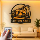 Personalized Horse Ranch Sign | LED Metal Wall Art | Custom Equestrian Decor for Barn & Farmhouse | Horse Lover Gift