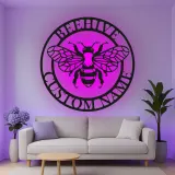 Custom Beehive Led Light Metal Wall Art Personalized Gift for Beekeepers Garden or Patio Decor