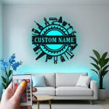 Custom Handyman Tools Sign | Personalized LED Metal Wall Art for Workshop or Garage | Carpenter & Craftsman Gift