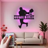 Pickleball Player LED Metal Art | Custom Name Sign | Sport Gift for Athlete | Game Room Decor
