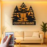 Cartel de metal LED personalizado para cesta de disc golf, regalo para jugadores de disc golf, decoración exterior para entusiastas