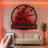 Insegna in metallo personalizzata per cacciatori con anatre con luce LED regalo per cacciatori decorazione per man cave o cabin