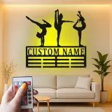 Insegna LED personalizzata per ginnastica | Arte murale in metallo personalizzata | Regalo per ginnasta per cameretta ragazza | Decorazione murale atleta