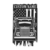 Décoration murale en métal LED personnalisée avec drapeau américain - Cadeau pour camionneurs, décoration de garage ou de coin masculin
