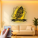 Décoration murale en métal LED crâne gothique | Décor personnalisé style tatouage | Panneau prénom sur mesure pour chambre ou studio
