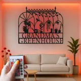 Insegna in metallo per serra personalizzata | Regalo LED per giardiniera per nonna | Arte da parete personalizzata per amanti delle piante | Arredo farmhouse moderno