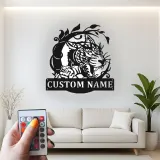 Décoration murale LED en métal jaguar personnalisé | Panneau prénom pour bureau et man cave | Déco prédateur de la jungle avec éclairage télécommandé
