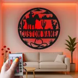 Cartel de metal LED personalizado de vaquero y caballo, regalo western para él, decoración rústica para rancho 3