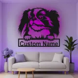 Custom Japanese Chin Led Light Metal Wall Art Personalized Dog Lover Gift Living Room Pet Decor