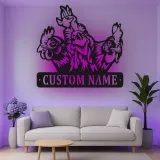 Custom Chicken Trio Led Light Metal Wall Art Farmhouse Gift for Chicken Lovers Kitchen or Barn Decor