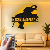 Custom Elephant Led Light Metal Wall Art Personalized Gift for Animal Lovers Nursery or Kids Room Decor 1