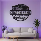 Personalisiertes LED-Garagenschild | Individuelle Metall-Wandkunst für klassische Autos | Vintage-Auto-Dekor | Geschenk für Ihn