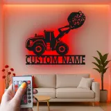 Custom Construction Loader Led Light Metal Wall Art Personalized Gift for Kids Bedroom or Playroom Decor