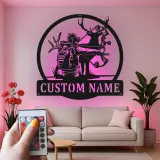 Décoration murale en métal personnalisée pour chasseur à l'arc avec rétroéclairage LED - Cadeau pour les passionnés de tir à l'arc