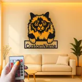 Cartel de metal LED de gato persa personalizado, regalo para amantes de mascotas, decoración para dormitorio o sala de estar