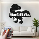 Insegna in metallo LED personalizzata con dinosauro per decorare la stanza dei bambini, regalo unico per amanti dei dinosauri