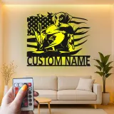 Personalized Labrador Hunting Sign | LED Metal Wall Art for Hunters | Custom Duck Hunting Decor with American Flag | Gift for Cabin