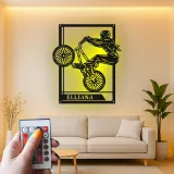 Insegna in metallo LED personalizzata per ciclisti con BMX Rider - Regalo per ciclisti, decorazione per garage o camera da letto