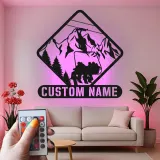 Custom Ski Lift Metal Sign | Personalized Mountain LED Wall Art | Ski Lodge Decor & Gift for Skiers