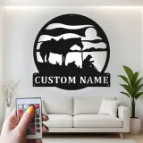 Insegna in metallo LED personalizzata con cowboy e cavallo - Regalo western per lui, decorazione rustica per ranch 2