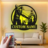 Insegna in metallo LED personalizzata per cacciatori di archi - Regalo per appassionati di tiro con l'arco - Decorazione per man cave o cabin