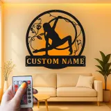 Cartel LED personalizado de gimnasia artística | Decoración mural de metal personalizada para habitación de niña | Decoración de aro aéreo