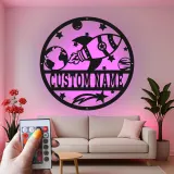 Panneau Personnalisé de Fusée Spatiale | Art Murale en Métal avec Nom Personnalisé | Décor Rétroéclairé Espace pour Chambre d'Enfant | Cadeau de Nurserie Astronaute
