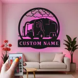 Personalisierte LED-Metall-Wandkunst mit Müllwagen – Einzigartiges Geschenk für Mitarbeitende der Abfallwirtschaft, Garagen- oder Bürodeko