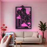 Décoration murale en métal personnalisée avec rétroéclairage LED de cavalier de baril - Cadeau équestre pour les amoureux des chevaux - Décor western pour le salon
