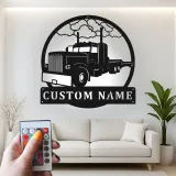 Insegna LED per Camion Semirimorchio Personalizzata | Arte in Metallo per Big Rig | Decorazione per Garage e Man Cave