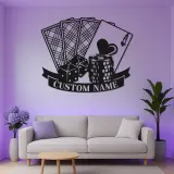 Personalized Poker LED Sign | Metal Game Room Decor | Custom Casino & Dice Wall Art | Gambling Gift for Him