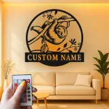 Personalized Sloth LED Sign | Custom Metal Name Wall Art for Nursery | Jungle Animal Decor | Kid's Room Light Gift