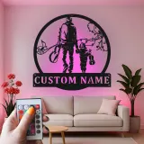 Personalisiertes LED-Metall-Wandbild Vater und Kind mit Musikmotiv – Geschenk für Musikliebhaber, Wohnzimmerdeko