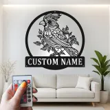 Personalisierte Vogel LED Licht Metall-Wandkunst – Geschenk für Naturfreunde, Schlafzimmer oder Wohnzimmer Dekor
