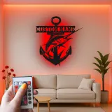 Custom Marlin Anchor Sign | Personalized LED Metal Wall Art | Deep Sea Fishing Decor for Man Cave Gift | Nautical Wall Decor