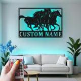 LED Horse Metal Sign | Custom Equestrian Wall Art for Ranch & Stable | Personalized Horse Lover Gift