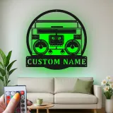 Insegna in metallo personalizzata con boombox e luce LED regalo per amanti della musica decorazione retro per sala giochi