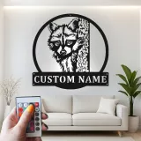 Cartel LED de mapache personalizado | Arte mural de metal a medida | Decoración rústica para cabañas | Silueta de vida silvestre de bosque | Regalo para amantes del bosque