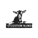 Cartel de cabra personalizado con LED | Arte mural de metal farmhouse personalizado | Decoración rústica de granero para amantes de las cabras