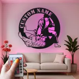 Panneau en métal LED BJJ personnalisé | Art mural de jiu-jitsu personnalisé | Décor de dojo d'arts martiaux | Cadeau de grappling pour lui