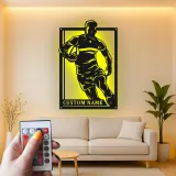Custom Rugby Player Metal Sign | Personalized LED Wall Art | Sports Decor for Game Room | Gift for Athlete Coach