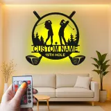 Enseigne de golf personnalisée avec LED | Décoration murale en métal sur mesure pour man cave | Cadeau pour couple golfeur 19e trou