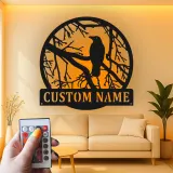 Custom Raven Metal Wall Art | Personalized LED Light Gothic Decor | Custom Name Sign for Home, Cabin or Studio