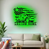 Cartel de metal personalizado con luz LED de camión de cubo regalo para liniero decoración de garaje o taller