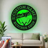 Décoration murale en métal personnalisée avec lumière LED pour boucherie