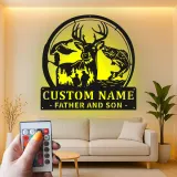 Cartel de metal LED personalizado para padre e hijo en aventura al aire libre, regalo personalizado para papá, decoración para cabaña o man cave