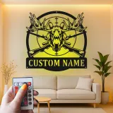 Panneau en métal de chasse à l'élan | Décoration murale personnalisée avec rétroéclairage | Cadeau personnalisé pour chasseur | Décor de chalet et de lodge